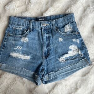 Aero Women’s Distressed MOM SHORT - Denim Shorts